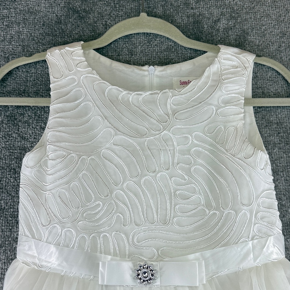 Sunny Fashion Sleeveless Elegant White Kids Dress Flower Girl Baptism Girls 10 - Picture 4 of 12